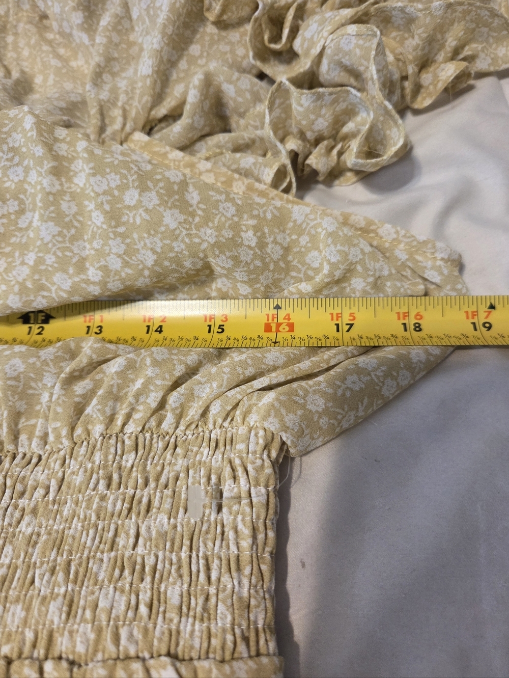 NWOT Mable Yellow Floral Off Shoulder Ruffle Dress Boho Chic Size L - Picture 7 of 9